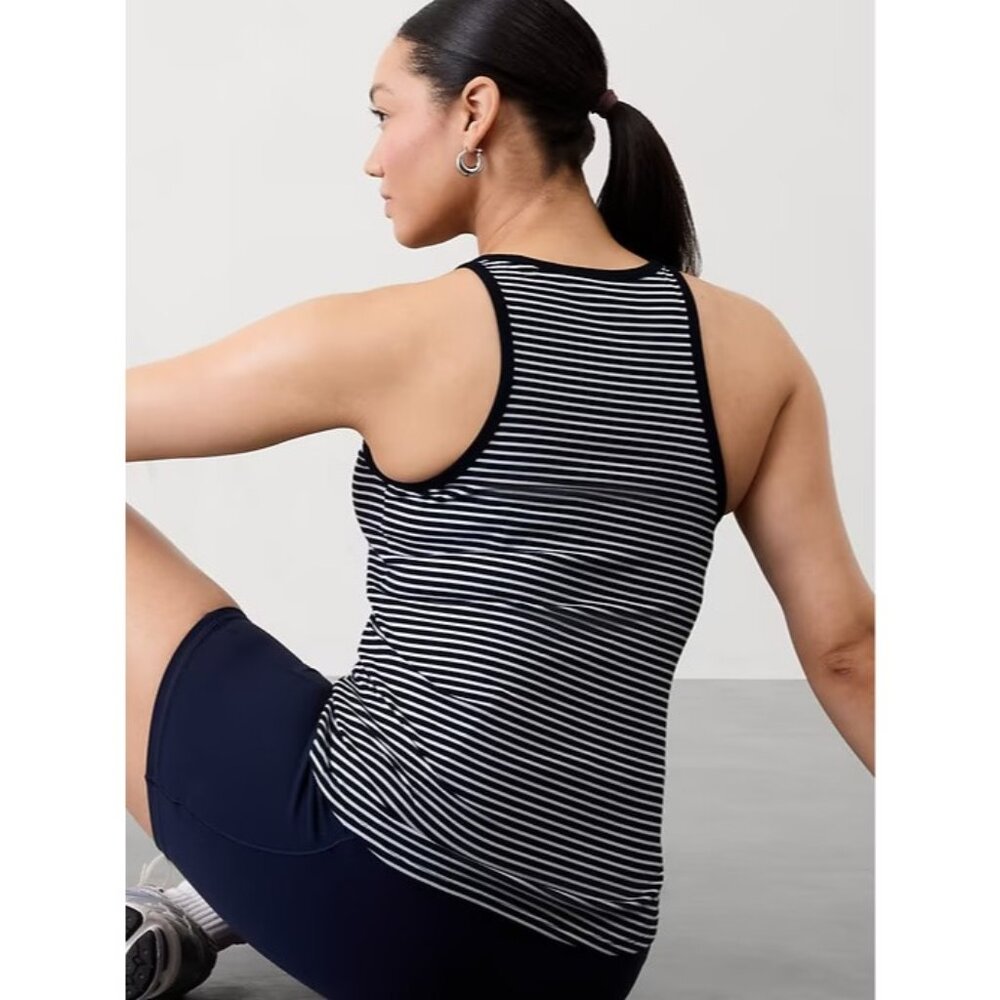 Athleta S Signature Rib Tank Martina Navy Stripe Small